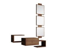 MB Muebles Bonitos, Recibidor Colgante Neo con Espejo y Cajón, Diseño Moderno, Melamina Mate, Color Nogal Ambar, 99,5x145x29,5 cm