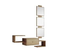 MB Muebles Bonitos, Recibidor Colgante Neo con Espejo y Cajón, Diseño Moderno, Melamina Mate, Color Safir, 99,5x145x29,5 cm