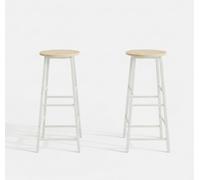 MB Muebles Bonitos, Set 2 Taburetes Altos de Cocina Lucca, Taburete de Bar, Modernos,Color Blanco, Estructura de Metal, Altura 71cm, para Cocina y Comedor.