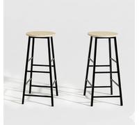 MB Muebles Bonitos, Set 2 Taburetes Altos de Cocina Lucca, Taburete de Bar, Modernos, Color Negro, Estructura de Metal, Altura 71cm, para Cocina y Comedor.