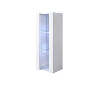 MB Muebles Bonitos, Vitrina Colgante Luke V2 para Salón o Comedor Moderno con Luz LED, Mueble Modular de Melamina Brillo, Color Blanco, 40x126x29 cm