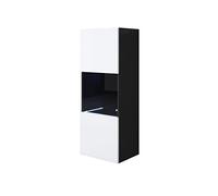 MB Muebles Bonitos, Vitrina Colgante Luke V3 para Salón o Comedor Moderno con Luz LED, Mueble Modular de Melamina Brillo, Color Negro y Blanco, 40x126x29 cm