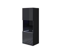 MB Muebles Bonitos, Vitrina Colgante Luke V3 para Salón o Comedor Moderno con Luz LED, Mueble Modular de Melamina Brillo, Color Negro, 40x126x29 cm