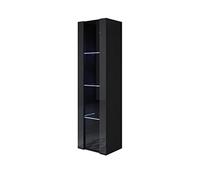 MB Muebles Bonitos, Vitrina Colgante Luke V5 para Salón o Comedor Moderno con Luz LED, Mueble Modular de Melamina Brillo, Color Negro, 40x165x29 cm