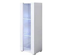MB Muebles Bonitos, Vitrina con Patas 2 cm Luke V2 para Salón o Comedor Moderno con Luz LED, Mueble Modular de Melamina Brillo, Color Blanco, 40x128x29 cm