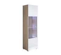 MB Muebles Bonitos | Vitrina con Patas 2 cm Luke V6 para Salón o Comedor Moderno con Luz LED | Mueble Modular de Melamina Mate y Brillo | Color Sonoma y Blanco | 40x167x29 cm