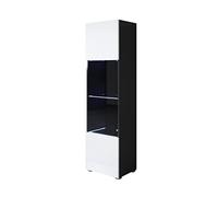 MB Muebles Bonitos, Vitrina con Patas 2 cm Luke V6 para Salón o Comedor Moderno con Luz LED, Mueble Modular de Melamina Brillo, Color Negro y Blanco, 40x167x29 cm