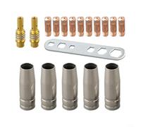 MB15 15AK - Juego de puntas de contacto con 18 accesorios para sopletes de soldadura AK15/MB 15, construcción de cobre para soldadura de gas inerte (0.04 pulgadas)