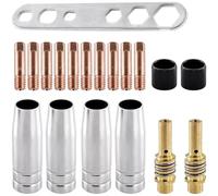MB15AK - Boquilla de soldadura compatible con M6 de 0,8 mm y kit de punta de contacto, 19 piezas para profesionales para aplicaciones MIG