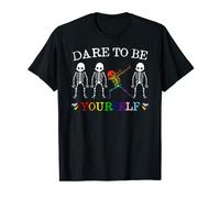 mb35 Atrévete a ser tú mismo Lindo esqueleto del orgullo LGBT Camiseta