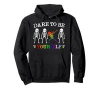 mb35 Atrévete a ser tú Mismo Lindo Esqueleto del Orgullo LGBT Sudadera con Capucha