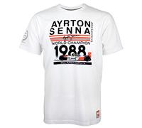 MBA-SPORT Ayrton Senna Camiseta de Mujer Mundo Champion 1988 Mclaren Blanco - Blanco, L