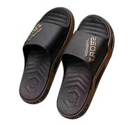 MBACODAI Big Size 50 51 Men Outside Slippers Fashion Flip Flops Summer Beach Sandals Thick Sole Non-Slip Slides Home Casual Bathroom Shoe(Black Gold,45 EU)