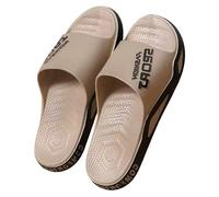 MBACODAI Big Size 50 51 Men Outside Slippers Fashion Flip Flops Summer Beach Sandals Thick Sole Non-Slip Slides Home Casual Bathroom Shoe(Caqui,45 EU)