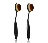 MBAIYO 2 brochas de maquillaje de color negro, pincel de maquillaje líquido, brocha para contorno, ovalada, para mezclar y contornear líquidos o polvos