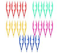 MBAIYO 20 pinzas de perlas de planchar, pinzas multicolores, pinzas de plástico ligeras para niños, 10 cm, pinzas de plástico multifuncionales para manualidades de cuentas, accesorios de rompecabezas