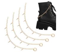 MBAIYO 4 cadenas de botas punk, dijes de punta de cono de remache, cadenas de zapatos de metal dorado, decoraciones de zapatos con cierres desmontables para botas, sandalias y tenis