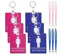 MBAIYO 6 llaveros para pase de baño, llavero y cordón para hombres y mujeres, etiqueta de baño para familia, escuela, aula, oficina, baño, pasillo