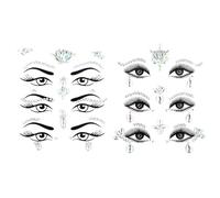 MBAIYO Cara con piedras brillantes para festivales, 6 piedras brillantes, autoadhesivas, pegatinas de piedras preciosas, tatuajes temporales para carnaval, maquillaje, fiestas, carnaval de música
