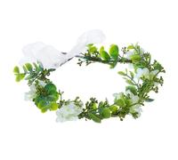 MBAIYO Coronas de flores de hoja verde para mujer, corona de flores, muérdago, accesorios para el cabello, diadema floral bohemia, diadema de eucalipto con cinta para boda, fiesta de cumpleaños