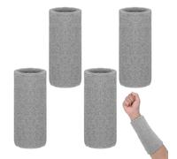 MBAIYO Muñequera para el sudor, muñequeras deportivas elásticas para hombres y mujeres, fútbol, baloncesto, tenis, gimnasia, negro, 4 piezas (gris)