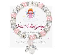 MBAIYO Pulsera para niñas, pulsera de ángel de la guarda para niñas, pulsera elástica de perlas de regalo, pulseras con tarjeta de felicitación, Navidad, regalos de cumpleaños