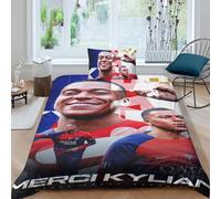 Mbappe Juego De Fundas Nórdicas Impresas 3D De, Football Star Juego De Ropa De Cama Microfibra Suave,con Fundas De Almohada, Cremallera Oculta Single(135x200cm)