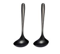 MBBITL Paquete de 2 cucharones de sopa negros de acero inoxidable 304 para servir salsas
