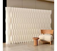 MBBTAG Biombo Separador de Ambientes de Papel Forma de Onda Plegable Retráctil, Biombos Separadores Independiente Sin Taladrar, para Hogar Oficina salón Habitación(H180xL200-300cm)