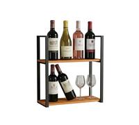 MBBTAG Botellero Pared de Madera de Pino 20mm y Marco de Metal, Robusto Estante para Vino de 1/2/3 Niveles, Alta Capacidad de Carga para Cocina, Salón, Cafetería, Restaurante(100x70cm)