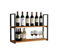 MBBTAG Botellero Pared de Madera de Pino 20mm y Marco de Metal, Robusto Estante para Vino de 1/2/3 Niveles, Alta Capacidad de Carga para Cocina, Salón, Cafetería, Restaurante(120x70cm)