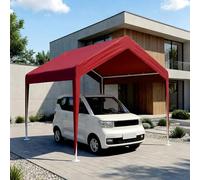 MBBTAG Carport Carpa para Coche Garaje Exterior Sin Paredes, Estructura de Metal con Refuerzo Triangular, Toldo Oxford Impermeable Anti UV para Barco(Rojo,3x4m)