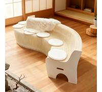 MBBTAG Taburete Plegable de Papel con Respaldo y cojín, Banco portátil Kraft para Oficina, Estudio, salón, cómodo Estructura Panal Asiento(Blanco)