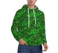 MBCbjg Background St Patrick's Day Glitter Print - Sudadera con capucha para hombre, forro polar fino, manga larga, holgada, con bolsillo y cordón cómodo para entrenamiento, Negro, M