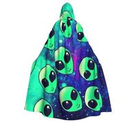 MBCbjg Capa con capucha unisex con estampado de alienígenas verdes para Halloween, cosplay, bruja, vampiro y disfraces de fiesta