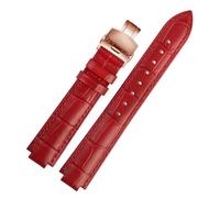 MBello Mira Pulsera de banda First Capeta Caja de vajilla Correa de la interfaz convexa hembra Pulsera de cuero, Rosa roja, 20-12mm