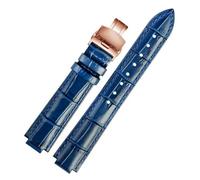 MBello Mira Pulsera de banda First Capeta Caja de vajilla Correa de la interfaz convexa hembra Pulsera de cuero, Rosa azul, 20-12mm