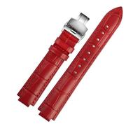 MBello Mira Pulsera de banda First Capeta Caja de vajilla Correa de la interfaz convexa hembra Pulsera de cuero, Plateado rojo, 20-12mm