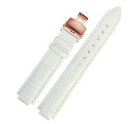 MBello Mira Pulsera de banda First Capeta Caja de vajilla Correa de la interfaz convexa hembra Pulsera de cuero, Rosa blanca, 18-11mm