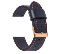 MBello Pulsera universal de reloj de cuero genuino de cuero vintage para hombres accesorios de reemplazo de mujeres pulsera, Oro negro-raza roja, 22mm Width