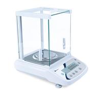 MBH - Balanza profesional de alta precisión con cabina corta vientos para laboratorio. Balanza analítica científica capacidad 210 g/precisión 0,0001 g con display LCD retroiluminado.