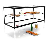 MBH - Expositor Zeppelin Neutro Cuadrado de 55cm para hostelería. Vitrina expositora de sobremesa Neutra elevada para Bar y Restaurante. Sin LED.