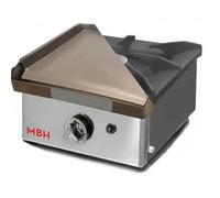 MBH - Fogón y Plancha a Gas Profesional Todo en Uno con Parrilla de Fundición y Placa Laminada 40x40 cm para Hostelería. Cocina Industrial de Sobremesa INOX para Bar y Restaurante (410x452x233 mm)