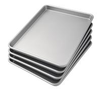 MBH - Pack de 5 Bandejas Lisas de Aluminio 60x40x2,5 cm para Panadería y Pastelería Profesional. Pack de Bandejas de Cocción con Cantos Redondeados para Horno Industrial