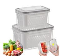 Mbiyhgta Contenedores de frutas - Cajas de almacenamiento para, colador extraíble, fácil lavado, drenaje, envasado hermético, diseño apilable | - Contenedores de almacenamiento para carne