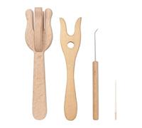 Mbiyhgta Herramienta Lucet | Kit de Ganchillo de Madera Lucet 4 Piezas - Herramientas de Tejido con Aguja de Grande, Juego de Tenedores para Tejer, Gancho de Tenedor Lucet, Kit