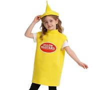 Mbiyhgta Ketchup Halloween Dress - Cute Food Inspired Children Costume, Smooth Airy Fabric Theatrical Clothing for Ages 4-12, Flexible Festive Apparel with Easy Fit Design | Carnival Celebration Show