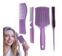 Mbiyhgta - Set de peluquería para mujer, herramientas de peinado para desenredar y trenzado de dientes | Set de 4 peines de viaje para | Para cabello corto largo y grueso rizado recto viaje casa