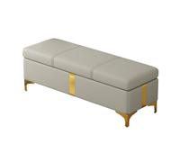 MBNKMEBU Banco otomano de Cuero con almacenaje, Banco de Entrada Rectangular con Patas de Madera, reposapiés con Tapa abatible, Bancos for el Final de la Cama del Dormitorio(Light Gray,80cm)