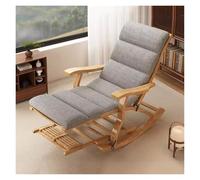 MBNKMEBU Mecedora Plegable de bambú, Mecedora de jardín, reclinable, de Madera, for Exteriores, con reposabrazos y Masaje de pies.(Grey,A)